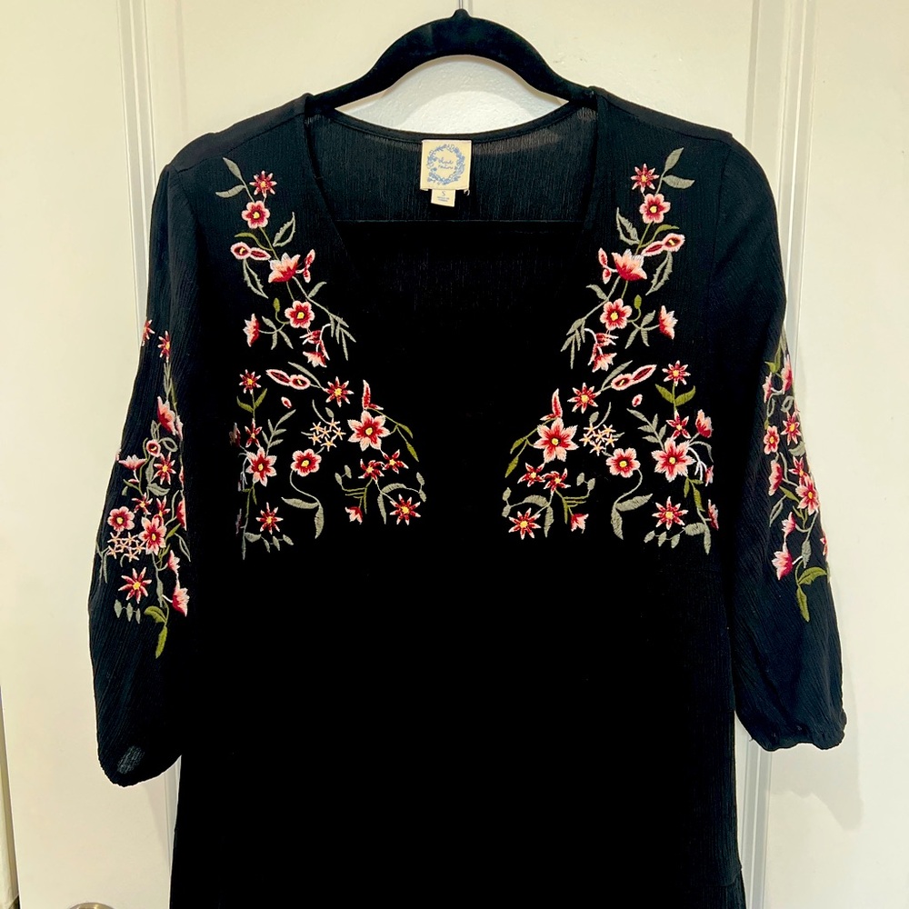 Floral Embroidered Boho Dress- Size Small